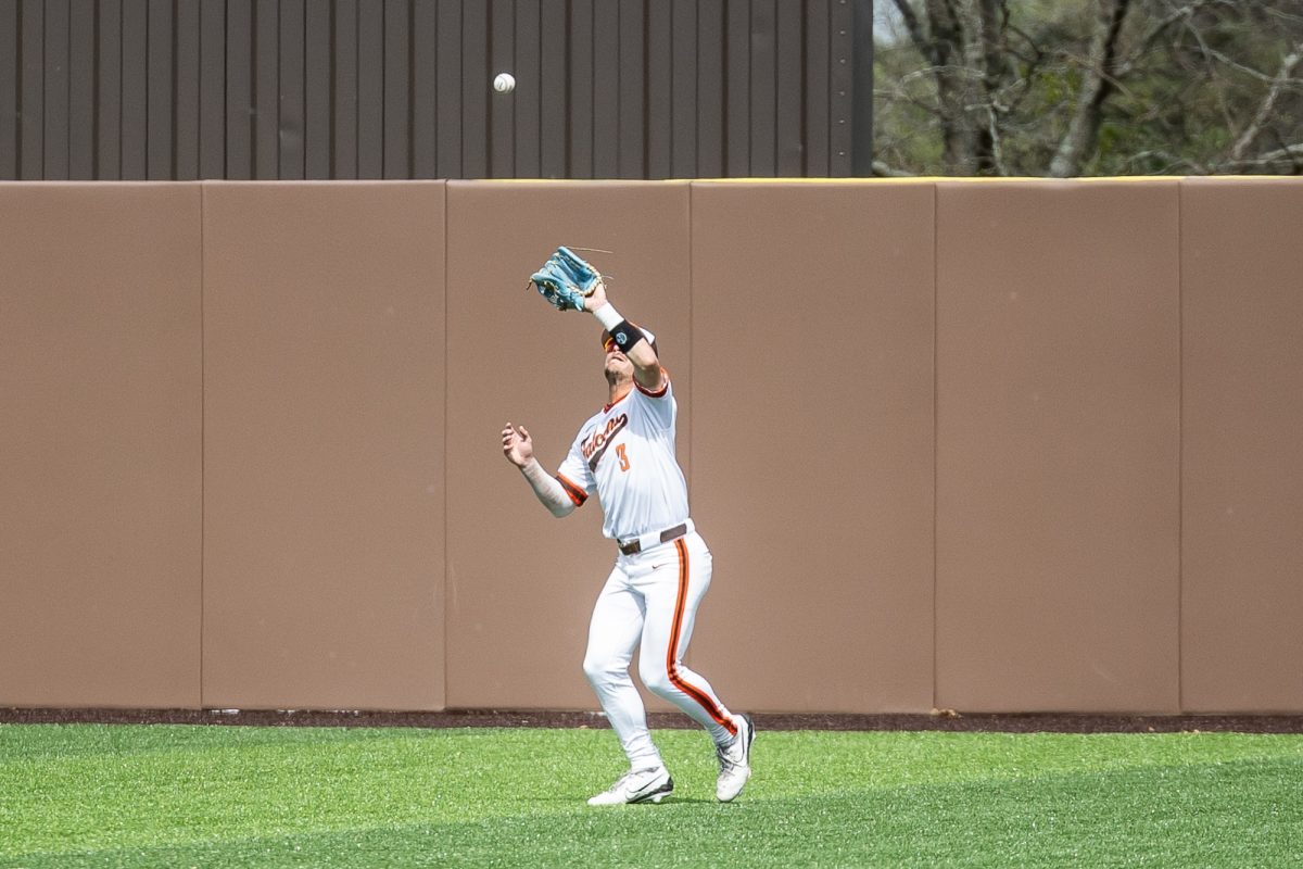 Bowling Green, OH - Falcons junior outfielder Pauly Mancino (3) catches a fly ball during a game between the Dayton Flyers and the Bowling Green Falcons at Stellar Field, in Bowling Green, Ohio.