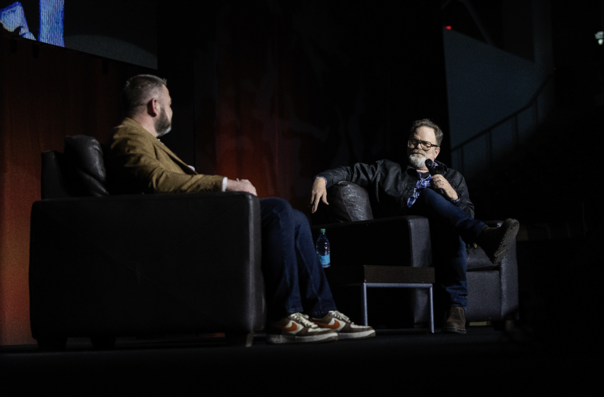 Actor Rainn Wilson speaks at Stroh Center.