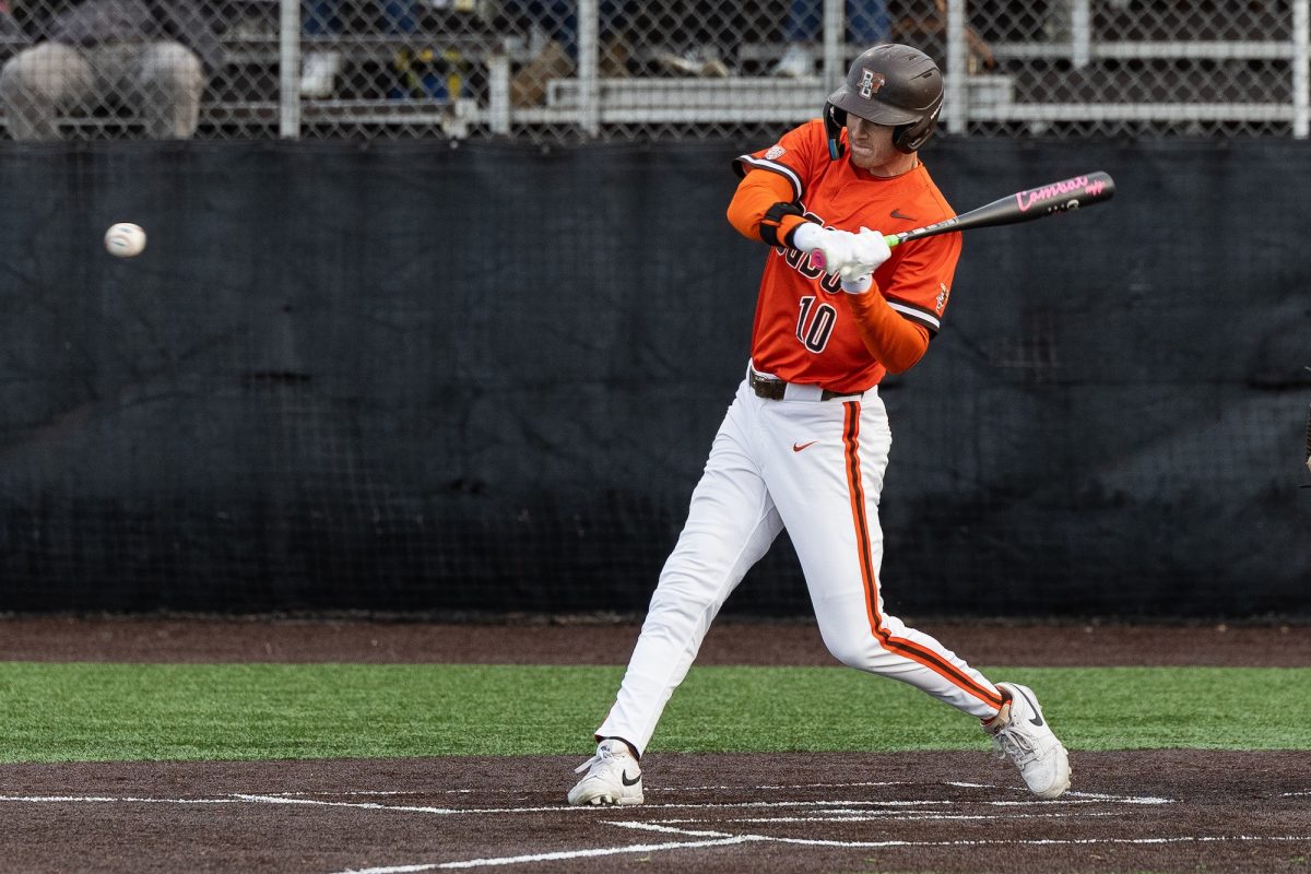 Bowling Green, OH - Falcons junior outfielder TJ Takats (10) swings at a pitch at Steller Field, in Bowling Green, Ohio.