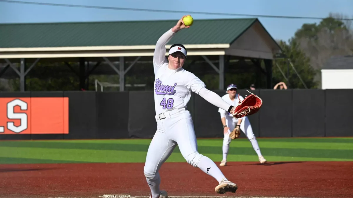 Senior pitcher Presley Hosick preparing a throw