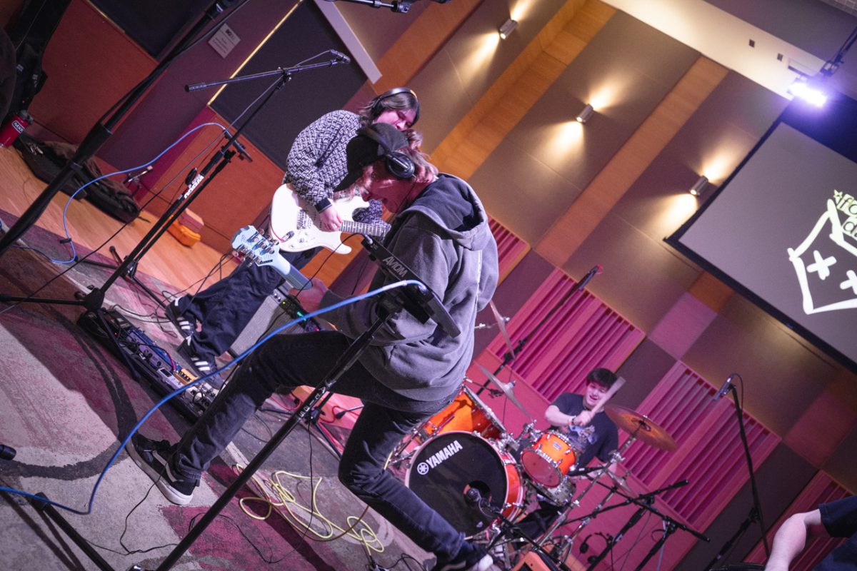 Foxing Day performing during their Live & Loud appearance in the Michael & Sara Kuhlin Center's Stanton Audio Recording Studio.